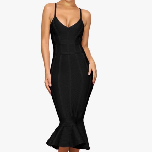 None Dresses & Skirts - Mermaid Bandage Bodycon Midi Cocktail Dress
